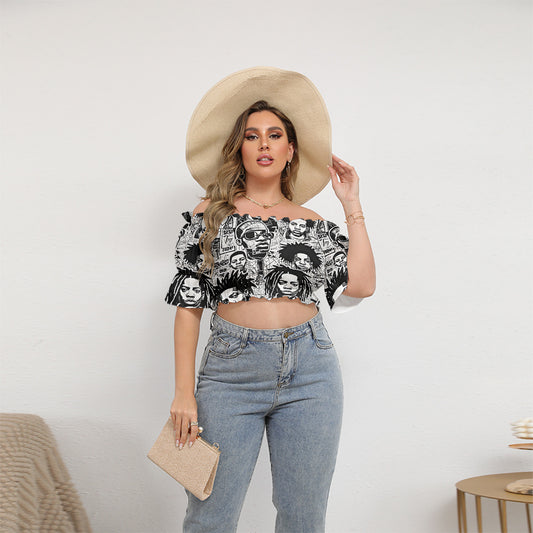 Gift Women's Off-shoulder Cropped Top With Short Puff Sleeve Ero