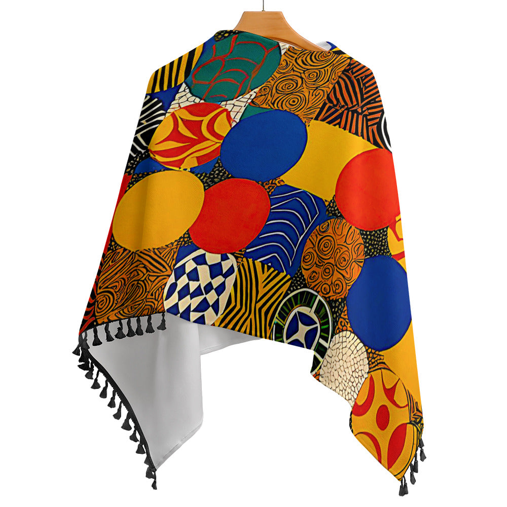 Gift Women's Knitted Cape With Fringed Edge Nnkan mi