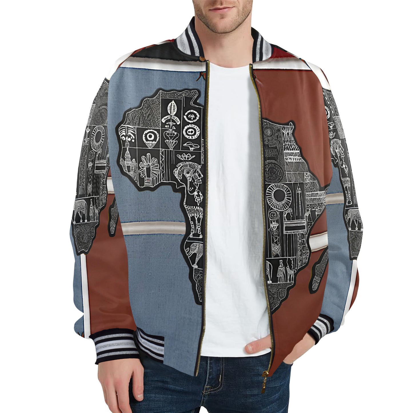 Gift Men's Striped Bomber Jacket Ile wa